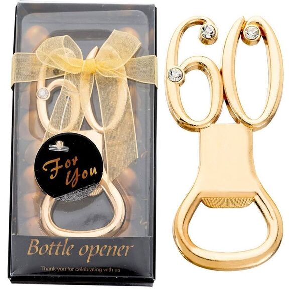 60th Birthday or Wedding Anniversary Bottle Opener for Party Favors Souvenirs - Picture 3 of 11